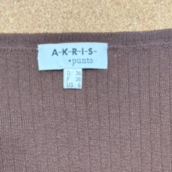 AKRIS PUNTO Cashmere Sweater Women's Size 6 Brown Long Sleeve Ribbed Wool Silk - Picture 6 of 8